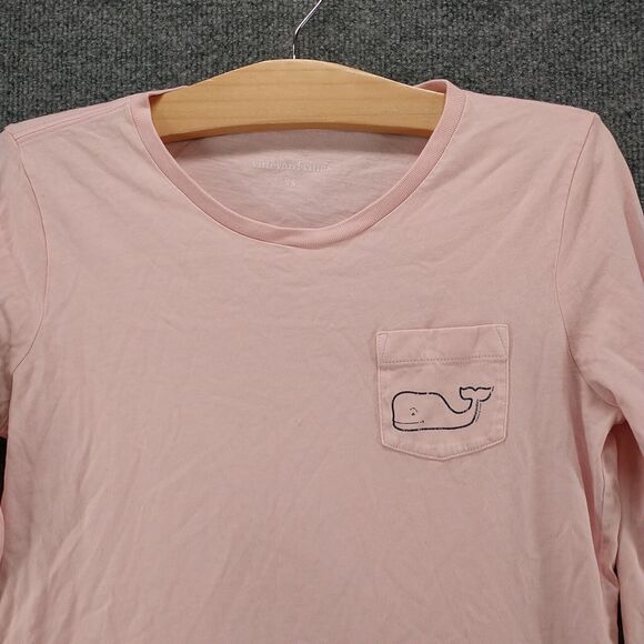 Vineyard Vines Women's Whale Chest Pocket T-Shirt Pink XS Long Sleeve Cotton - Picture 3 of 14